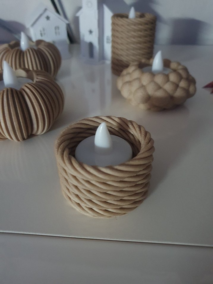 Bej Renkli Örgü Görünümlü Mumluk istenilen renkyapılırteklifiyat - Görsel 3