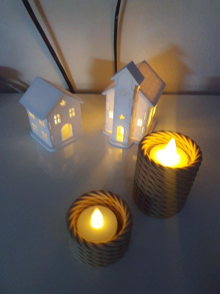 Bej Renkli Örgü Görünümlü Mumluk istenilen renkyapılırteklifiyat - Görsel 2