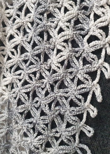 Gri Örgü Kadın Şal el örgüsü - Görsel 3