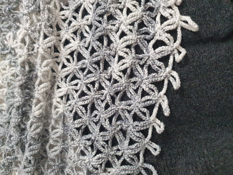 Gri Örgü Kadın Şal el örgüsü - Görsel 3