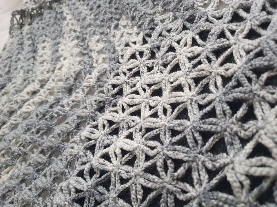 Gri Örgü Kadın Şal el örgüsü - Görsel 4