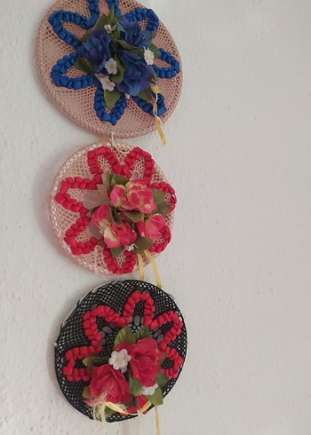 Bohem Tarzda Örgü Çiçekli Duvar süsü - Görsel 2