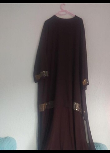 52 Beden kahverengi Renk İkili takım tesettürlü Elbise