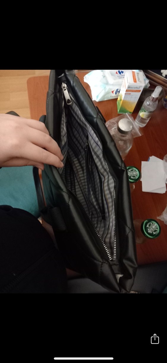 Kadın Siyah Deri Fermuarlı El Çantası - Görsel 2