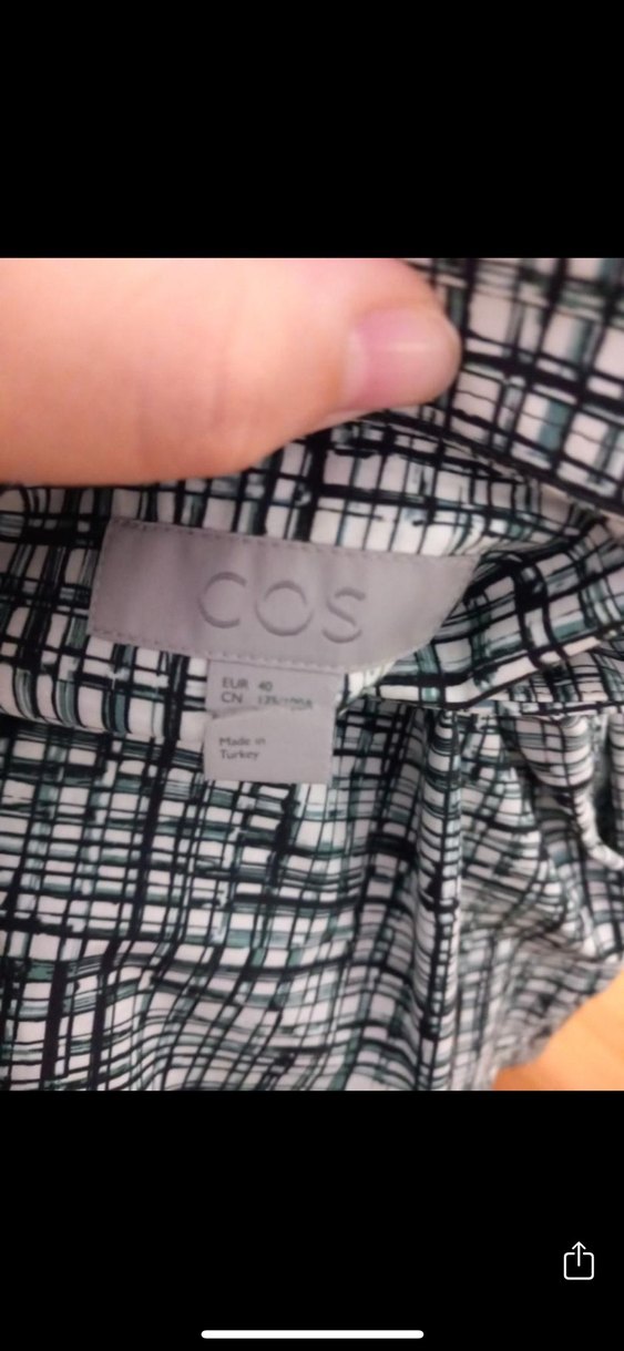 COS Gri Bağlamalı Desenli Kadın Uzun Kollu Gömlek - Görsel 3