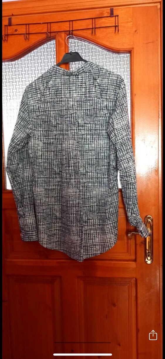 COS Gri Bağlamalı Desenli Kadın Uzun Kollu Gömlek - Görsel 2