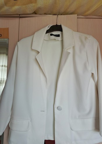 Beyaz Düğmeli Kadın Ofis Ceket - Görsel 2