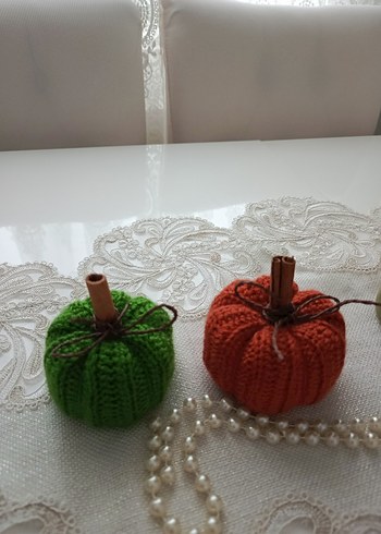 Örgü Turuncu ve Yeşil Kabak Dekorları - Görsel 2