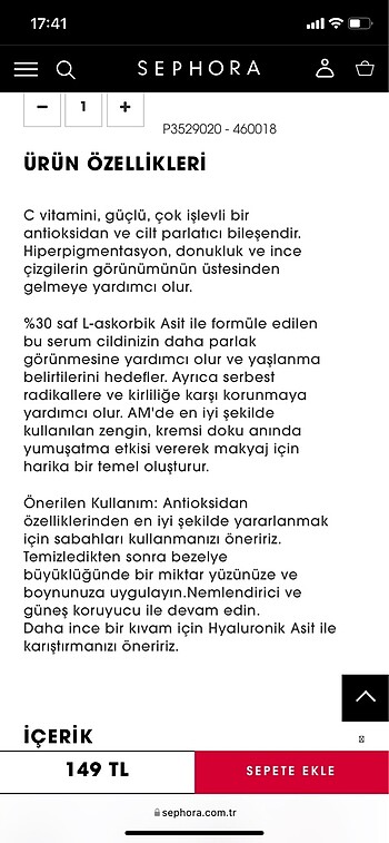 Beden Renk The Inkey List C Vitamini