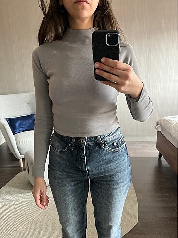 l Beden Zara crop uzun kollu bluz