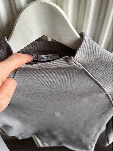 l Beden gri Renk Zara crop uzun kollu bluz