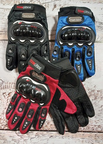 Kırmızı Desenli Biker Eldiveni - Görsel 4