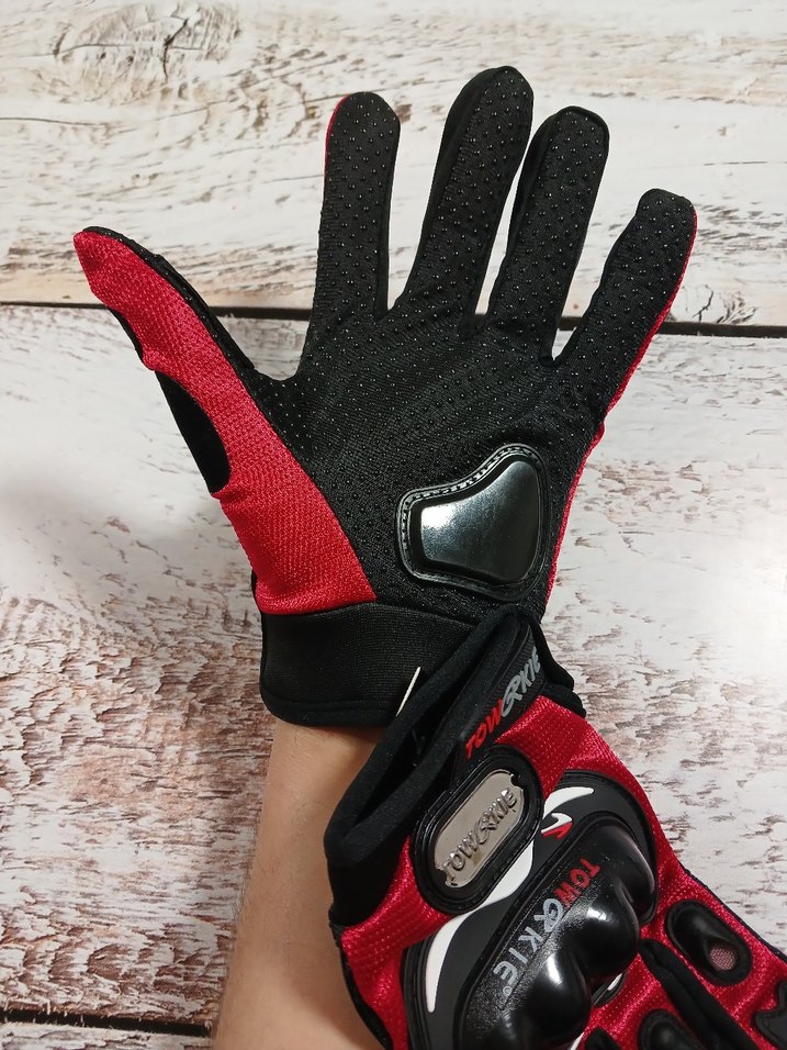 Kırmızı Desenli Biker Eldiveni - Görsel 2