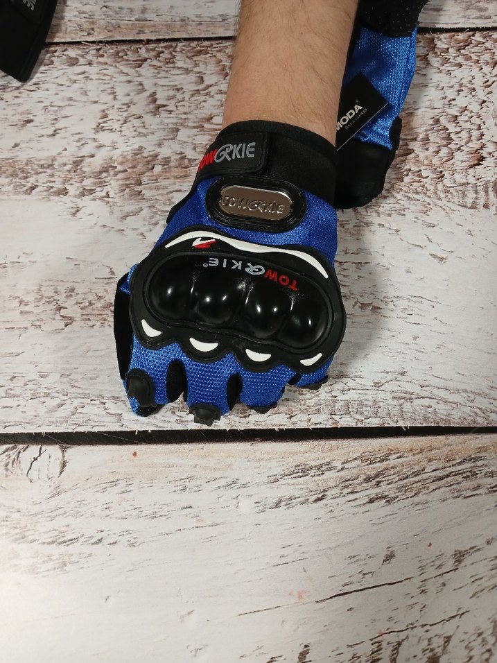 Erkek Motosiklet Eldiveni Mavi Desenli - Görsel 3