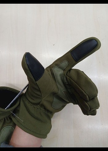 Yeşil Kamuflaj Biker Erkek Eldiveni - Görsel 7