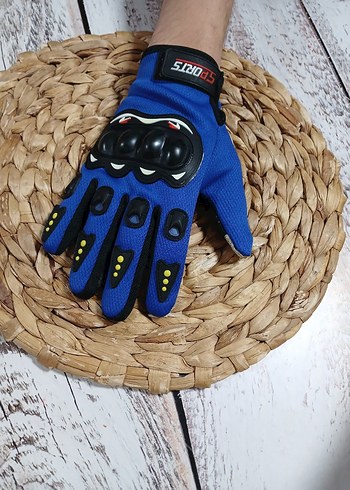 Mavi Biker Eldiveni, Yılan Desenli, Erkek - Görsel 3