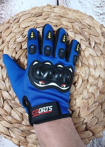 Mavi Biker Eldiveni, Yılan Desenli, Erkek - Görsel 4