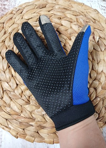 Mavi Biker Eldiveni, Yılan Desenli, Erkek - Görsel 2