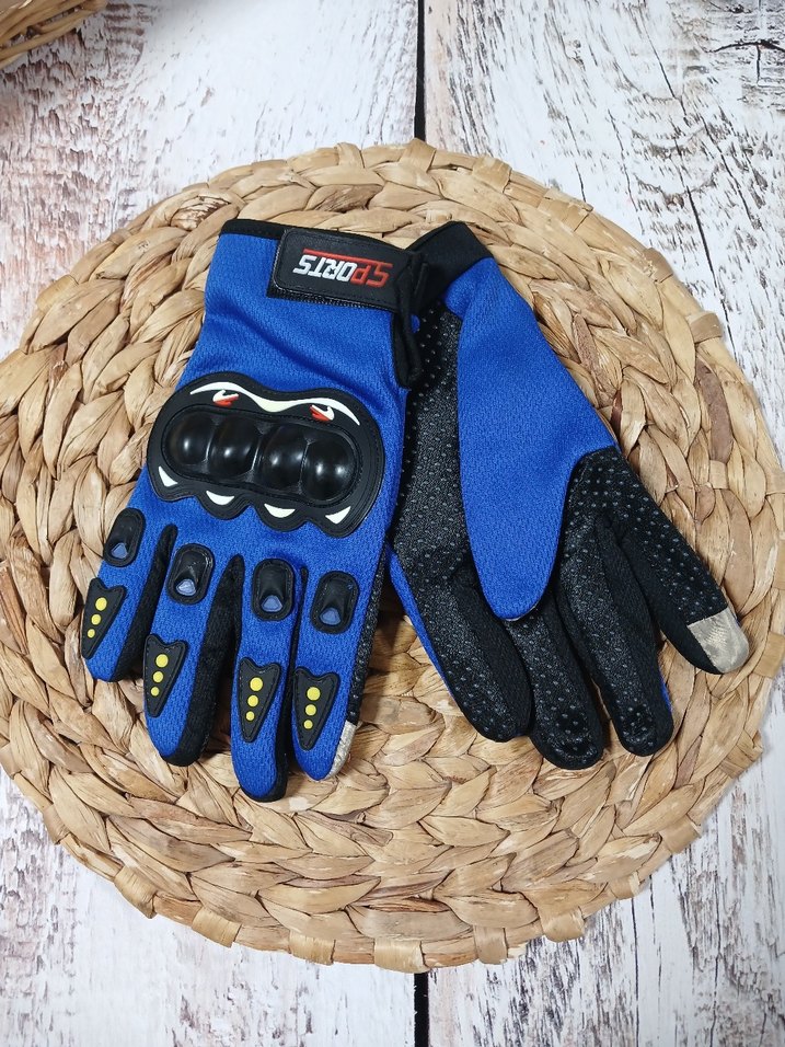 Mavi Biker Eldiveni, Yılan Desenli, Erkek - Görsel 5