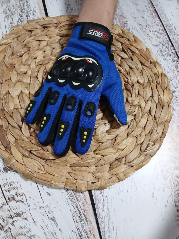 Mavi Biker Eldiveni, Yılan Desenli, Erkek - Görsel 3