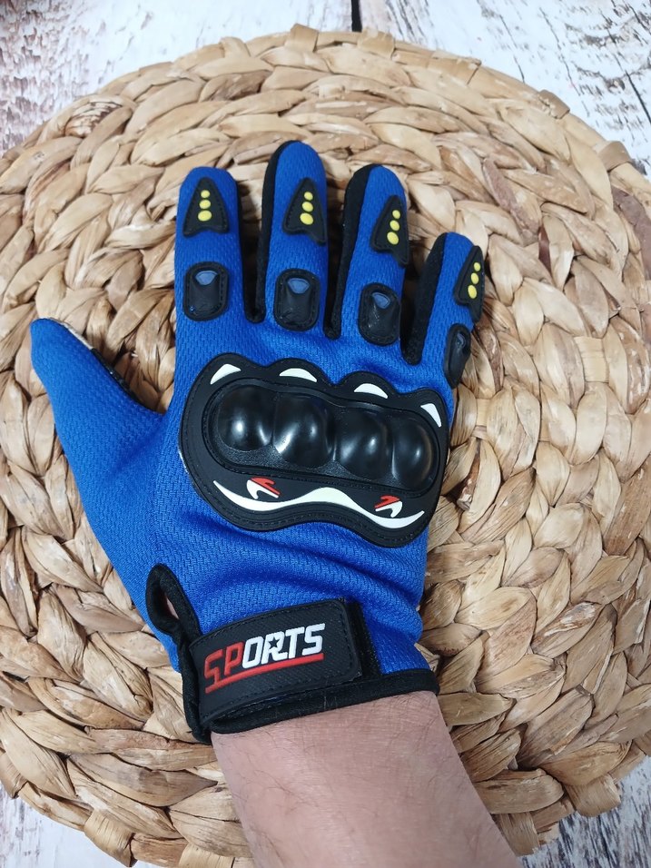 Mavi Biker Eldiveni, Yılan Desenli, Erkek - Görsel 4