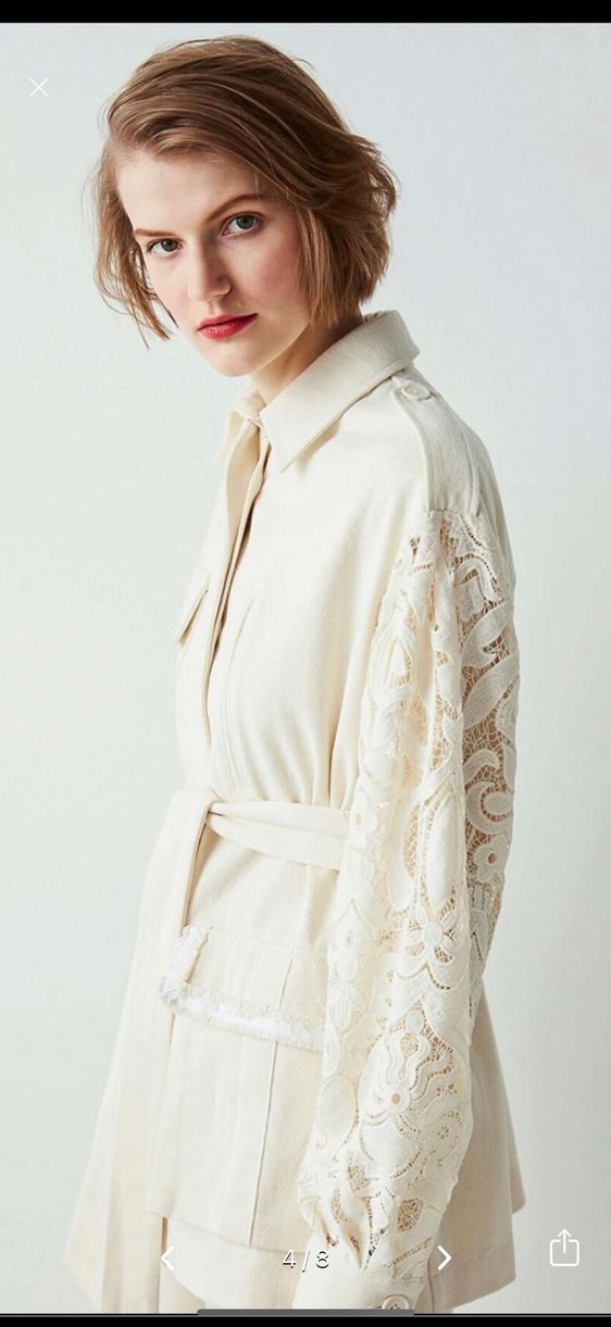 Dantel Detaylı Krem Kadın Ceket - Görsel 2