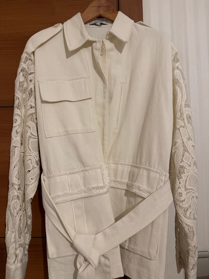 Dantel Detaylı Krem Kadın Ceket - Görsel 5