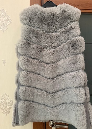 Gri Kürklü Kadın Yelek - Görsel 2