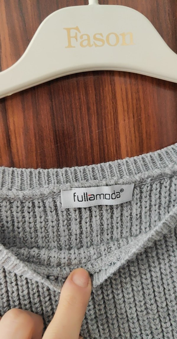 Gri Örgü Kadın Kazak - Görsel 2