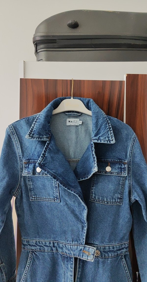 Kadın Mavi Denim Uzun Tulum - Görsel 2