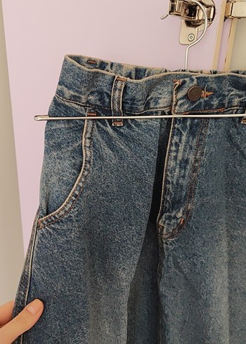 Gevşek Kesim Mavi Midi Kot Etek - Görsel 3