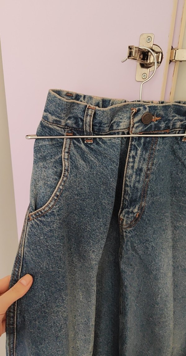 Gevşek Kesim Mavi Midi Kot Etek - Görsel 3