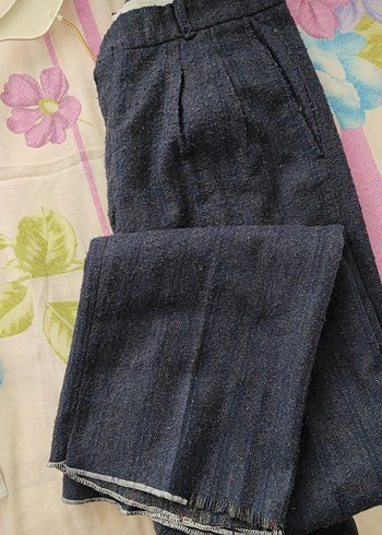 Lacivert Kadın Denim Piliseli Pantolon - Görsel 3