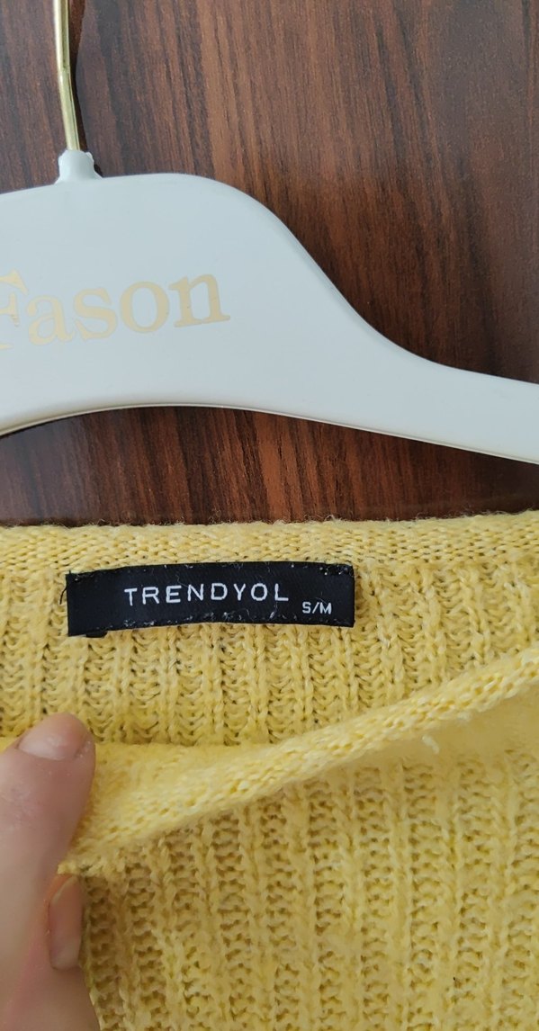 Sarı Örgü Kadın Triko Kazak - Görsel 2