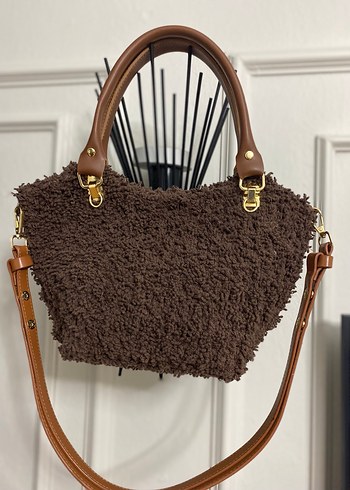 Kahverengi Peluş Detaylı Kadın Çanta - Görsel 3