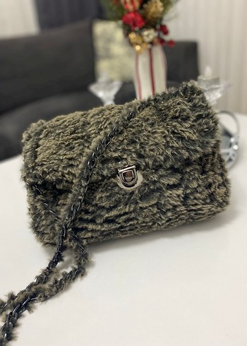 Gri Kamuflaj Kürklü Kadın Çanta - Görsel 2