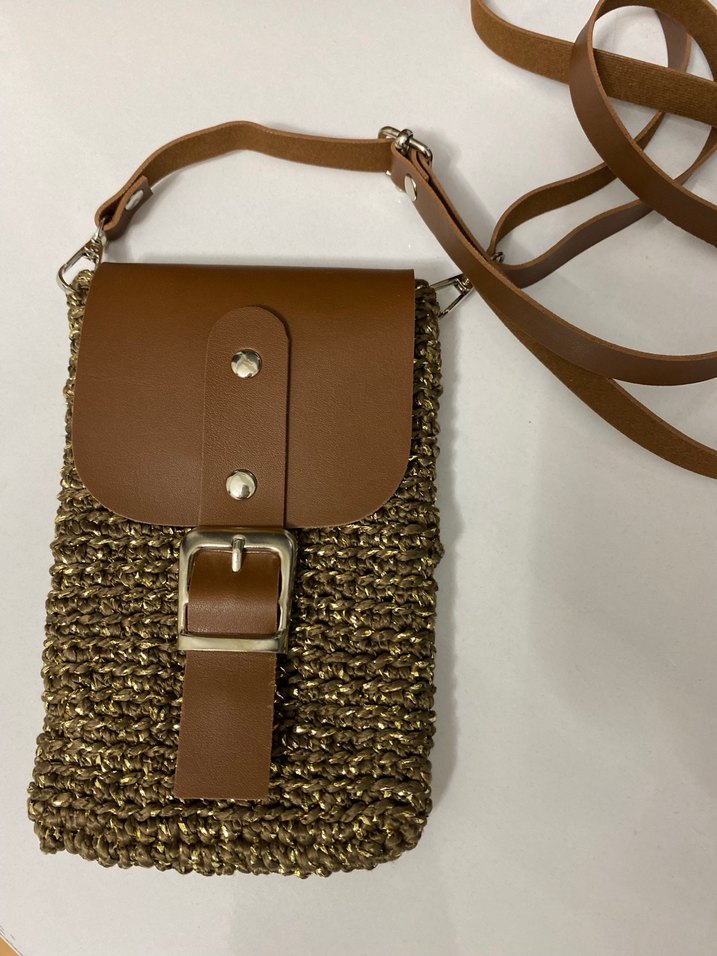 Kahverengi Deri Tokalı Kadın Çapraz Çanta - Görsel 4