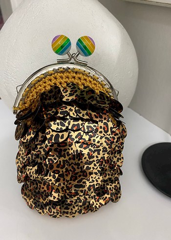 Leopar Desenli Boncuk İşlemeli Kadın Portföy Çanta - Görsel 2