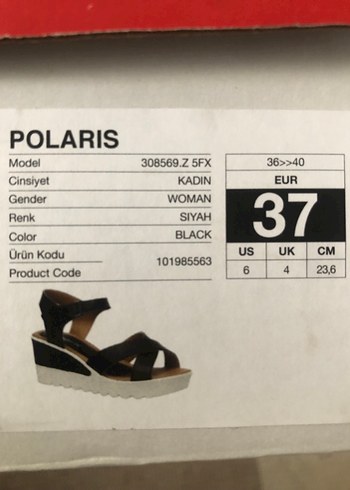 Polaris Polaris siyah topuklu sandalet ayakkabı