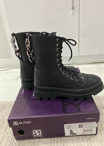 Butigo Siyah Kadın Gotik Platform Topuklu Botlar