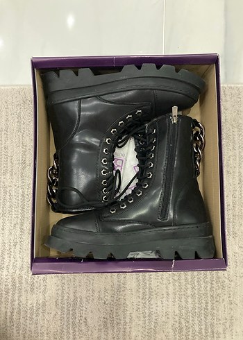 Siyah Kadın Gotik Platform Topuklu Botlar - Görsel 5