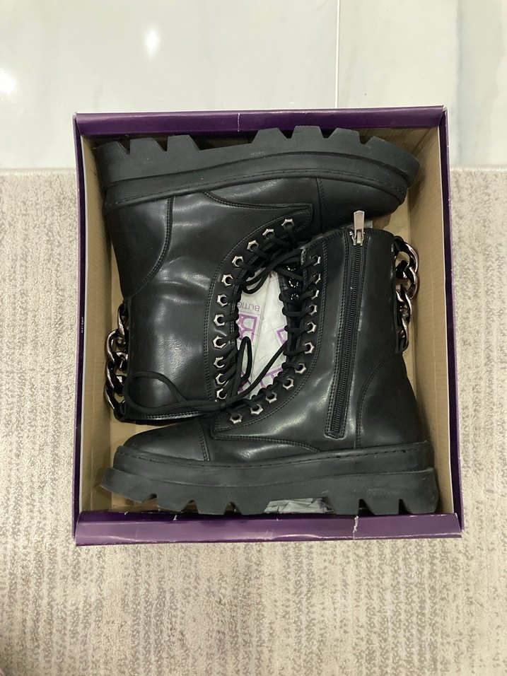 Siyah Kadın Gotik Platform Topuklu Botlar - Görsel 5