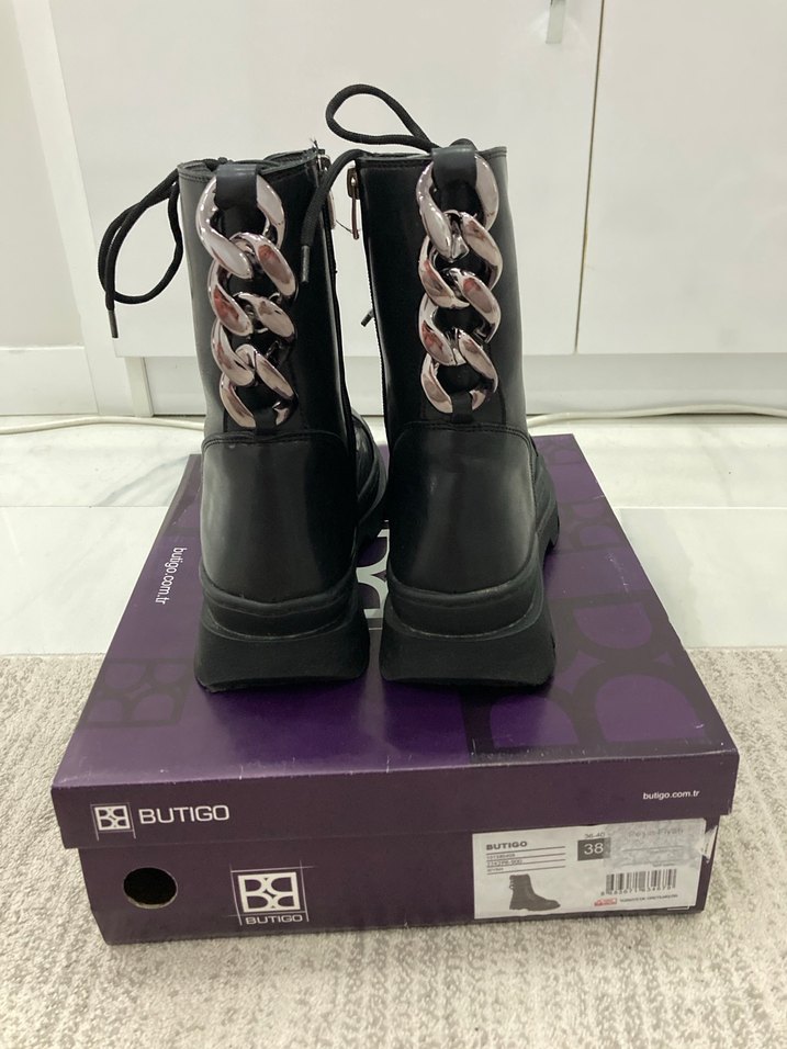 Siyah Kadın Gotik Platform Topuklu Botlar - Görsel 4