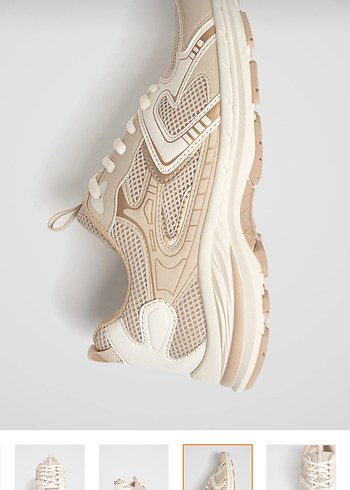 Bej Bağcıklı Kadın Spor Ayakkabı - Görsel 4