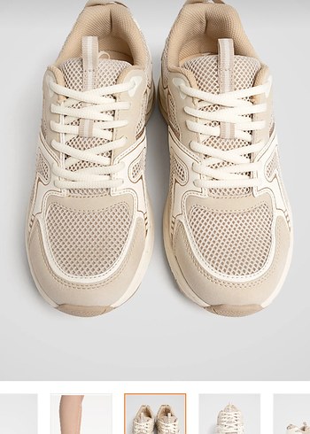 Bej Bağcıklı Kadın Spor Ayakkabı - Görsel 2