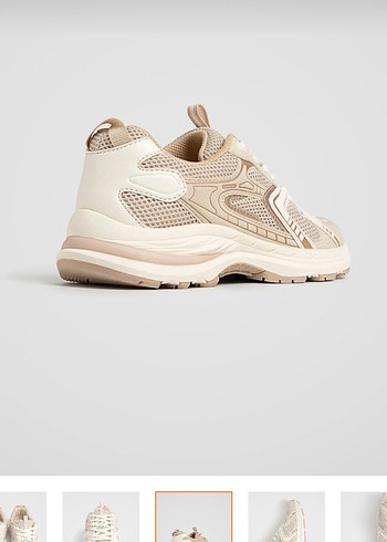 Bej Bağcıklı Kadın Spor Ayakkabı - Görsel 3