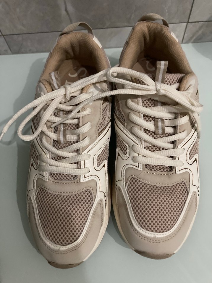 Bej Bağcıklı Kadın Spor Ayakkabı - Görsel 5