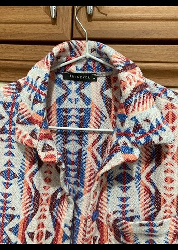 Renkli Bohem Uzun Kollu Gömlek - Görsel 4