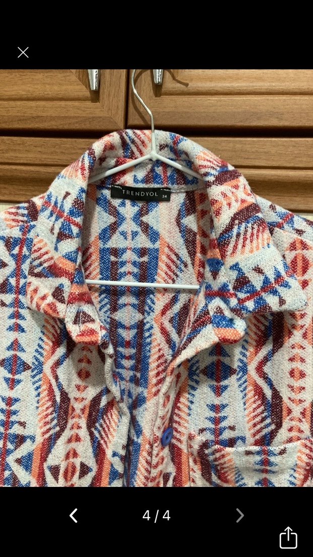 Renkli Bohem Uzun Kollu Gömlek - Görsel 4