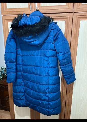 Koton Uzun mavi Fermuarlı Kadın Kış Montu - Görsel 2